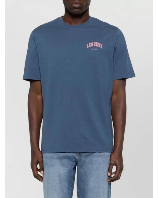Les Deux Blue Brady Hoop Graphic Crew Neck T Shirt for men