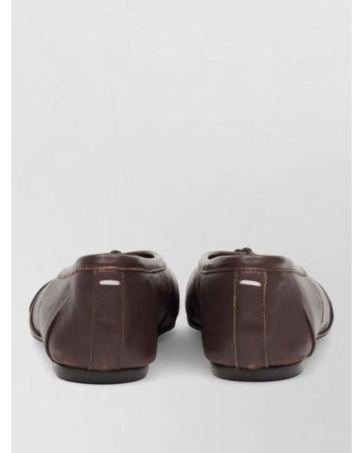 Maison Margiela Brown Tabi Leather Ballerina Shoes Round Toe