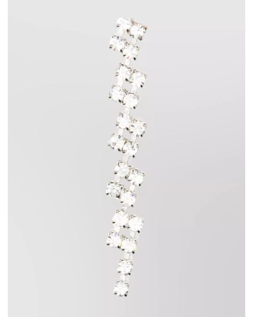 Forte Forte White Square-Cut Crystal Embellished Linear Earrings