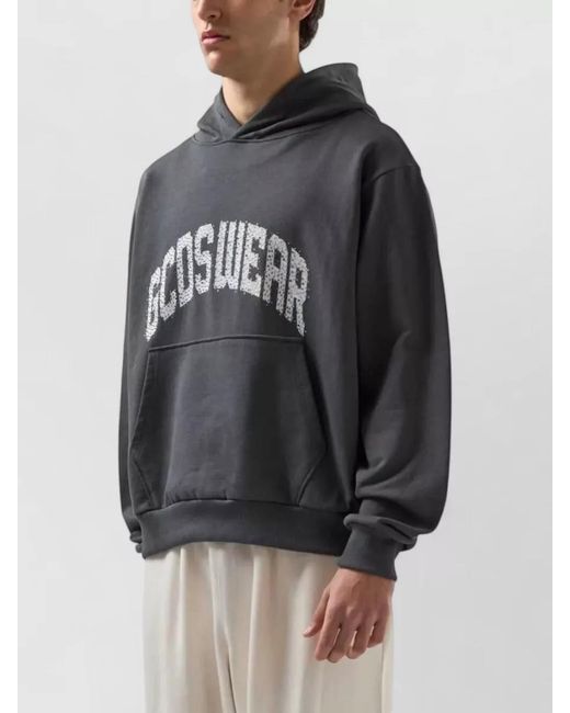 Gcds Gray Hoodie Logo Rhinestones Kangaroo Pocket Ribbed for men