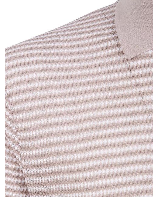 Ballantyne Pink Polo Shirt Short Sleeves Ribbed Collar Hem for men