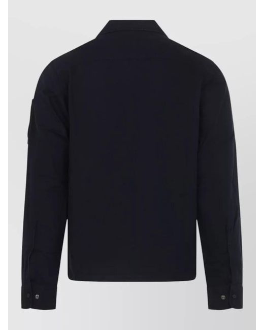 C P Company Blue Cp Company Cotton Linen Lens Shirt for men