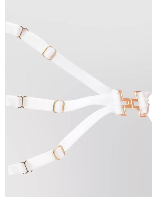 Elisabetta Franchi White Shirt Top Fitted Silhouette Cap Sleeves Buckle