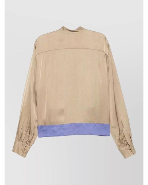 Dries Van Noten White Striped Band Collar Shirt for men