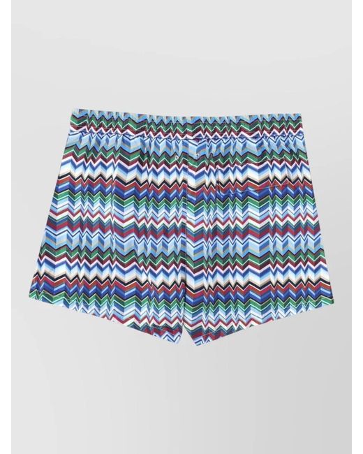 Missoni Blue Shorts Elastic Waistband Adjustable Drawstring for men