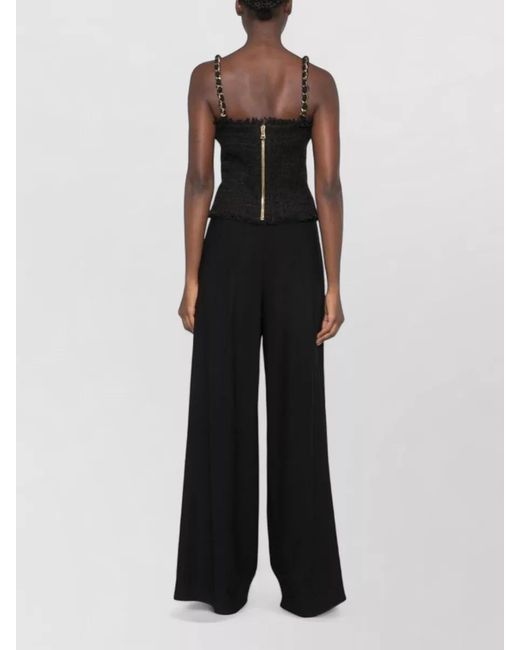 Balmain Black Chain Strap Sleeveless Top Sweetheart Neckline
