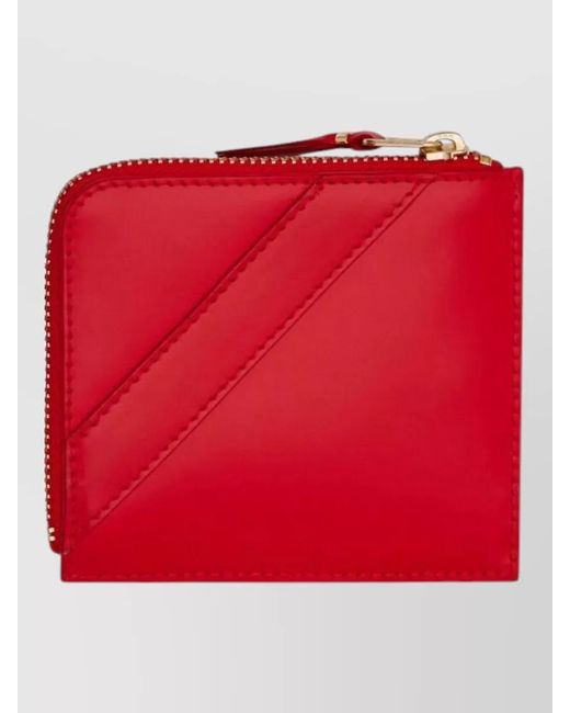Comme des Garçons Red Leather Wallet Keyring Bow Detail