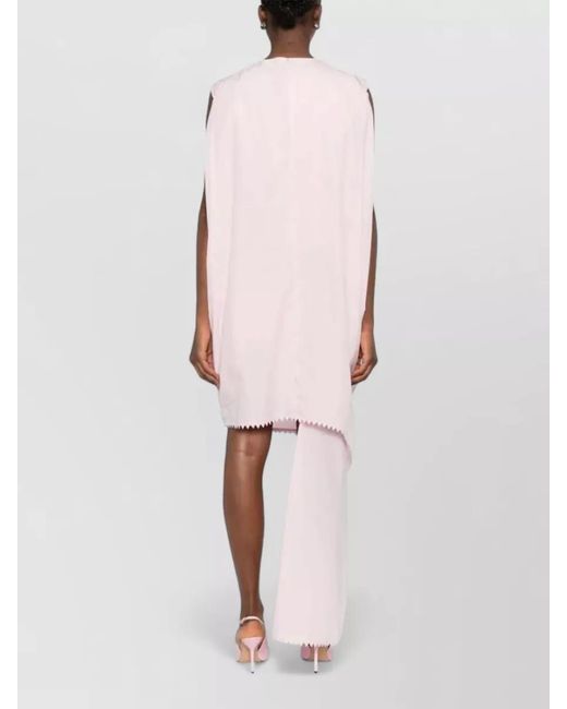 Jacquemus Pink Short Dress Asymmetric Hem Zigzag Trim