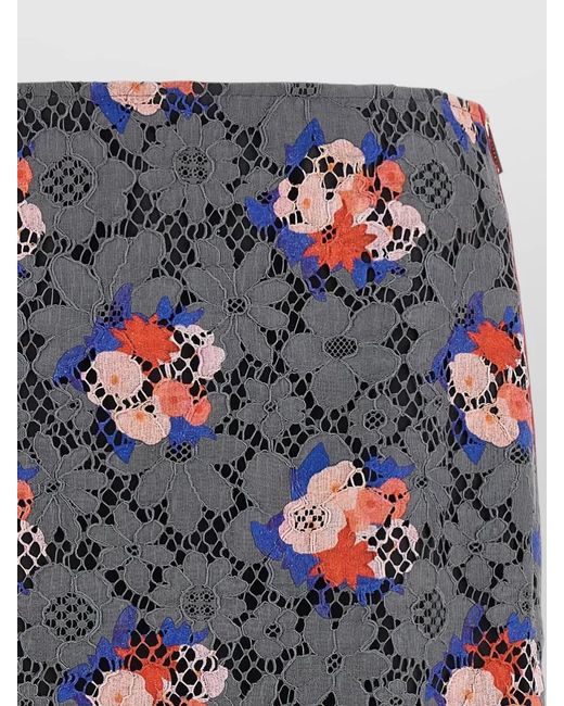 Fendi Blue Floral Lace Midi Skirt