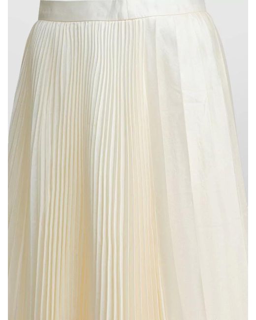 Sandbeige Natural High Waist Midi Skirt Pleated Design