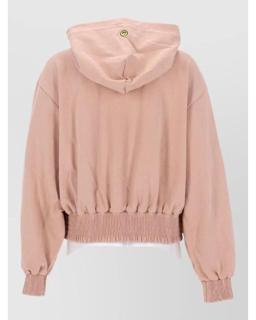 Barrow Pink Hooded Zip Jacket Ribbed Hem Cuffs