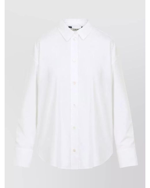 Max Mara White Cotton Asymmetric Long-Sleeve Shirt