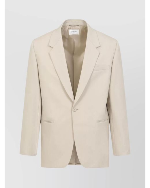 Saint Laurent Natural Wool Single-Breasted Blazer for men