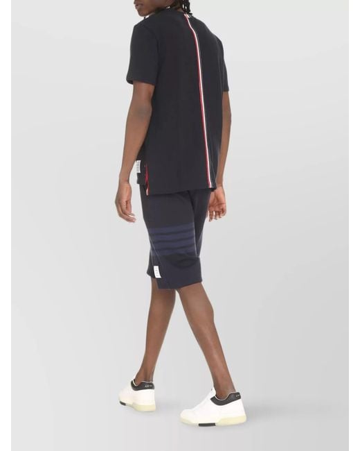 Thom Browne Black Piqué Cotton T-Shirt for men