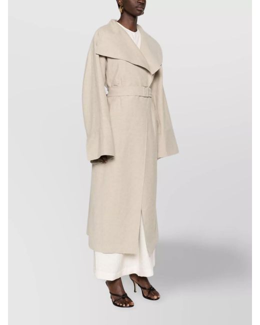Totême Natural Linen Belted Mid-Length Coat