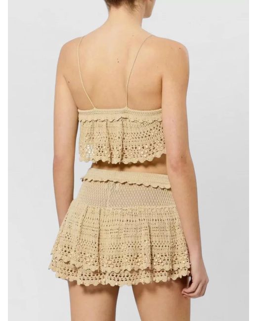 Isabel Marant Natural Beaded Crochet Tank Top Scalloped Hem