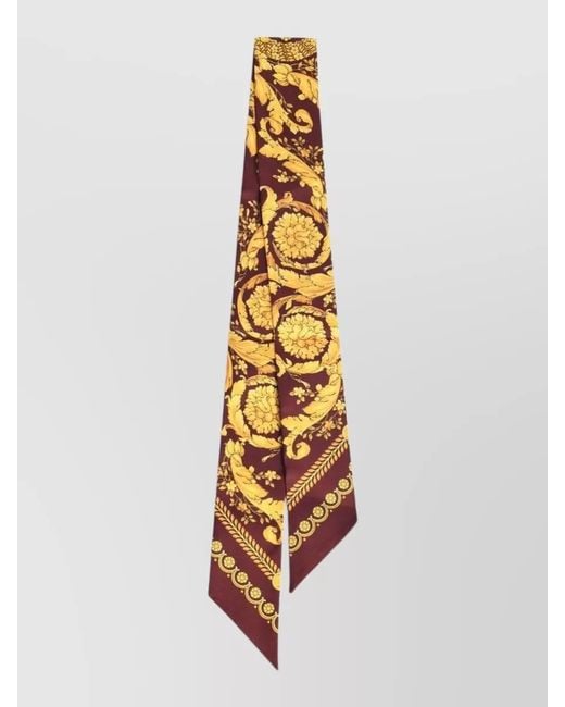 Versace Metallic Silk Printed Lavalliere Scarf