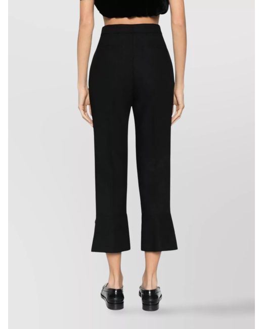MSGM Black High-Rise Cropped Trousers