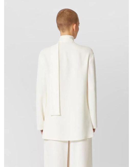 Valentino Garavani White Long Sleeve Top High Neck Scarf