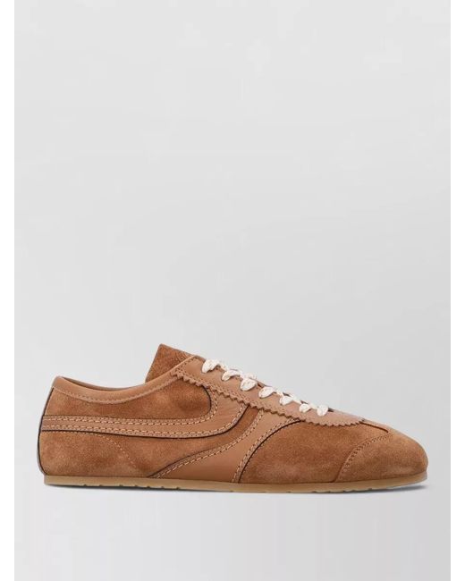 Dries Van Noten Brown Leather Low-Top Sneakers for men