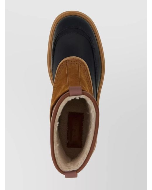 Hogan Brown Chunky Sole Ankle Boots With Pull Tab