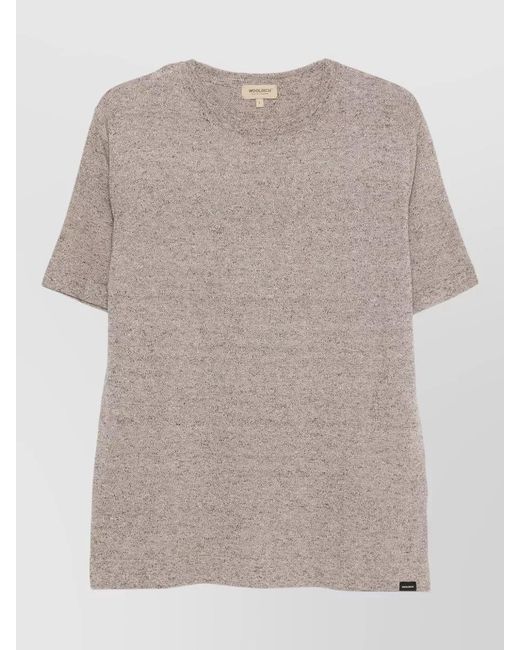 Woolrich Gray Linen Cotton Crew Neck Textured T Shirt for men