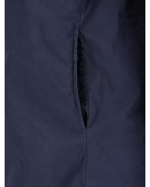 Aspesi Blue Long Sleeve Collared Coat Chest And Side Pockets