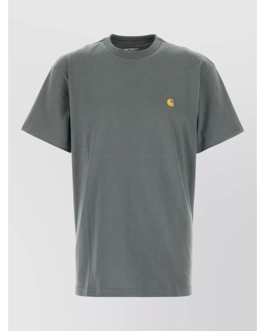 Carhartt Gray Cotton Logo Embroidered Short-Sleeve T-Shirt for men