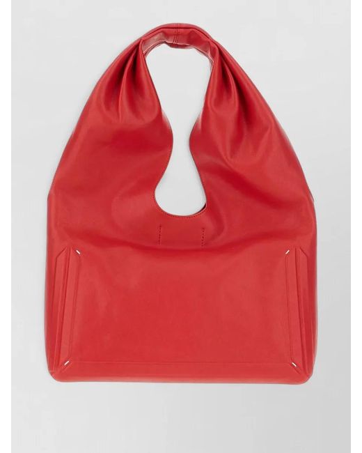 Maison Margiela Red Slouchy Tote Bag Cut Out Handle Seam