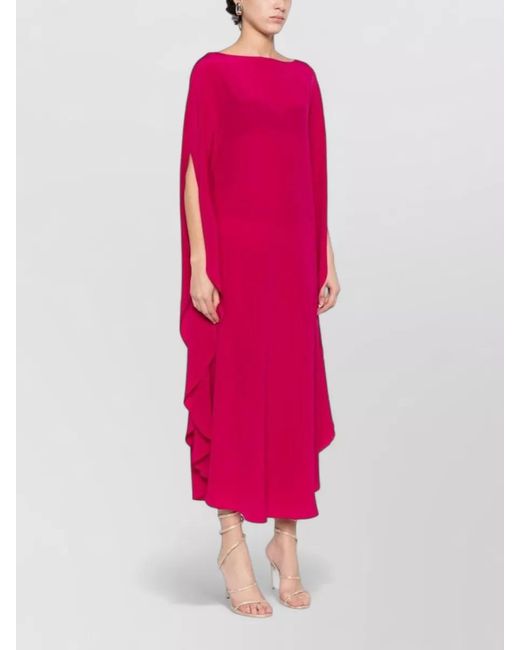 Gianluca Capannolo Pink Silk Midi Dress Cape Sleeves Draped Slit