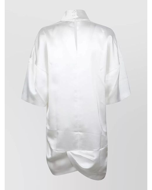 IRO White Tikka Draped Detail High Neckline Dress