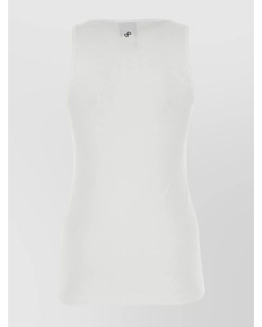Patou White Cotton Logo Print Sleeveless Tank Top