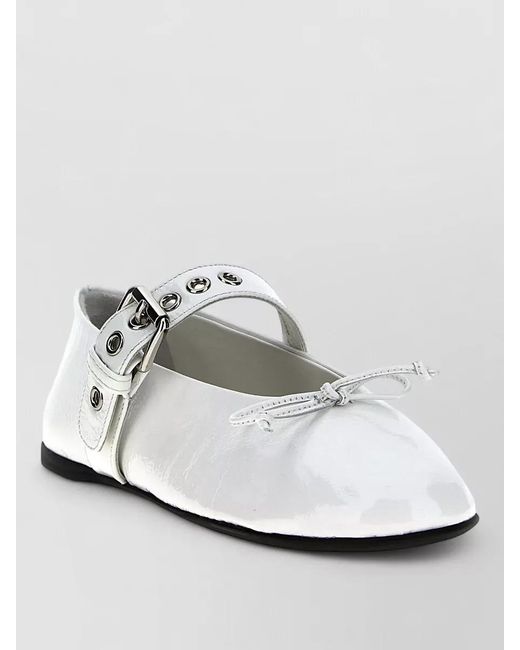 Miu Miu White Ballet Flats Buckle Detail And Bow