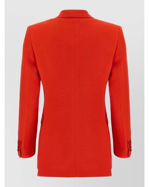 Brioni Red Flavia Blazer Peak Lapels Flap Pockets
