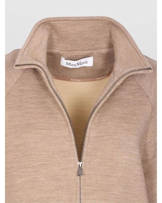 Max Mara Natural Wool Cotton Turtleneck Fitted Jacket