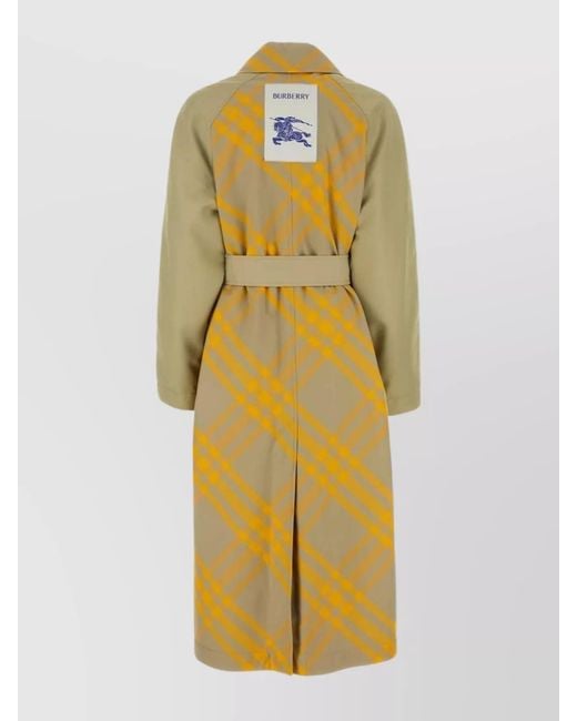 Burberry Yellow Reversible Checked Cotton Trench Coat