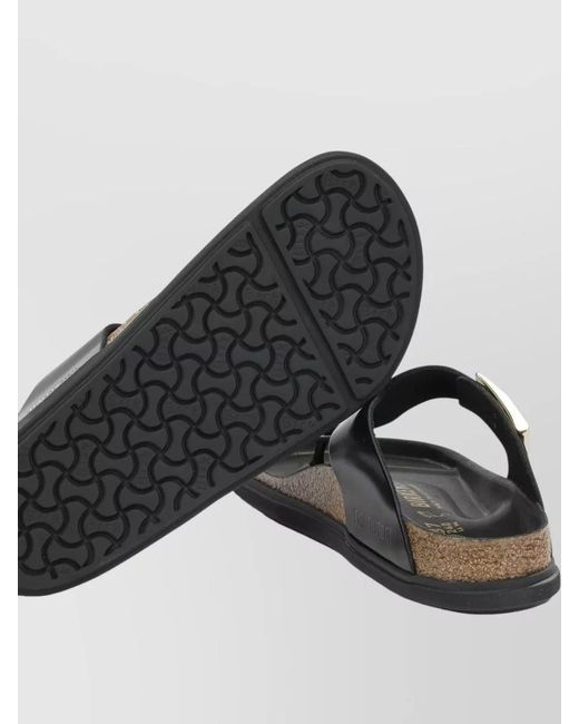 Birkenstock Black Gizeh Droplet Buckle Flat Cork Sandals