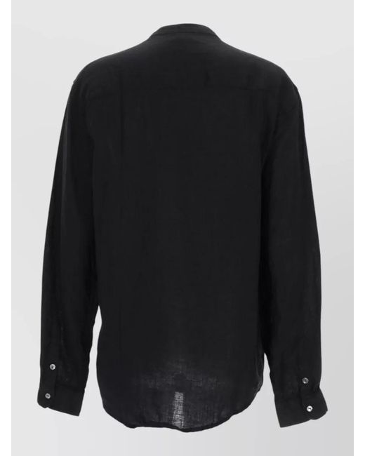 P.A.R.O.S.H. Black Linen Shirt Featuring Refined Embroidery Detail