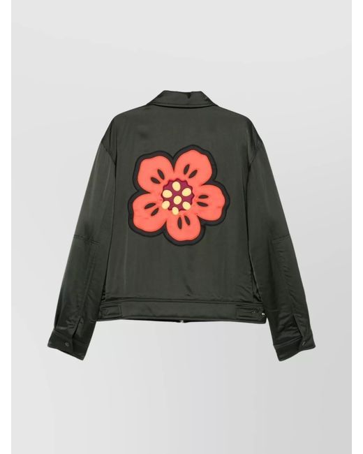 KENZO Green Satin Bomber Jacket for men