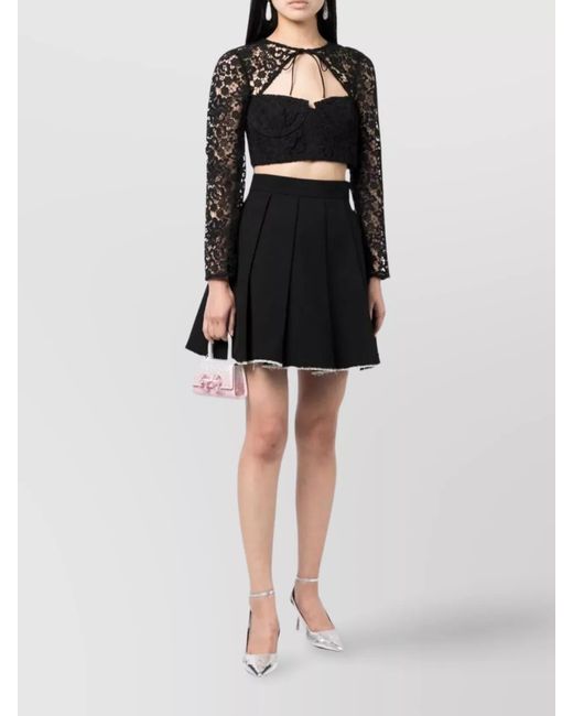 Self-Portrait Black Sheer Lace Cropped Blouse