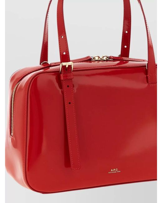 A.P.C. Red Virginie Box Shoulder Bag Adjustable Strap