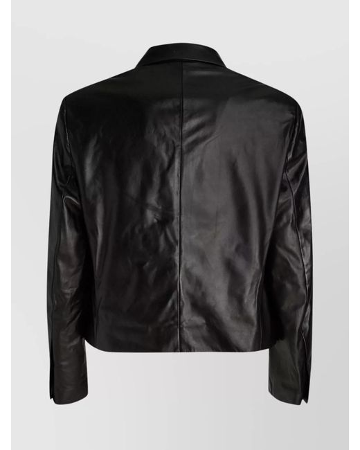Ferragamo Black Nappa Leather Slim-Fit Jacket for men