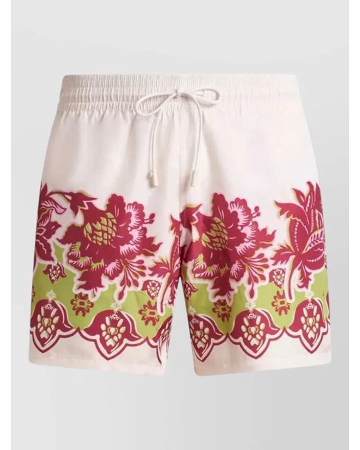 Etro Pink Shorts Elasticated Waistband Floral Print Design for men