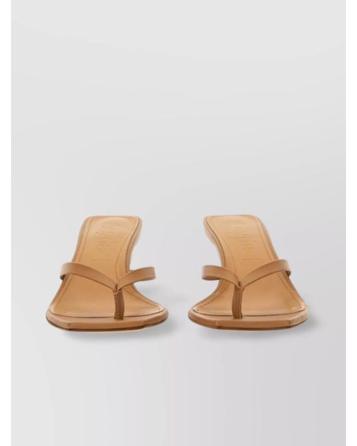 Aeyde Natural Square Toe Mid Heel Sandals