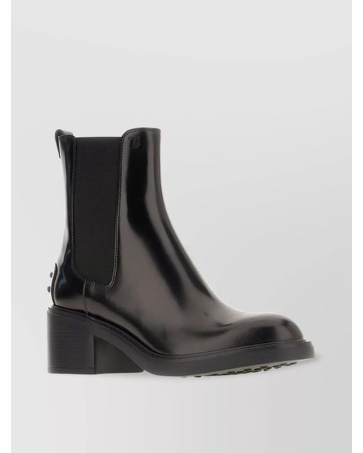 Tod's Black Leather Chelsea Ankle Boots
