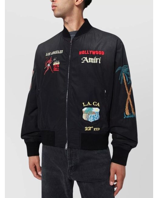 Amiri Blue Zip-Up Bomber Jacket for men