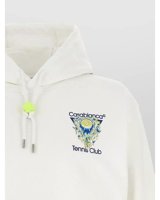 Casablanca White Tennis Club Icon Hooded Knit Sweatshirt for men