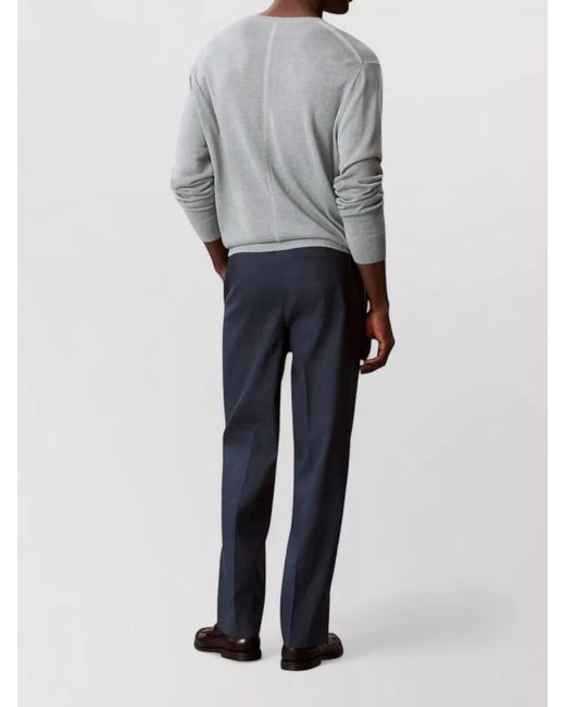 Calvin Klein Blue Linen Lyocell Pants Straight Leg Pockets for men