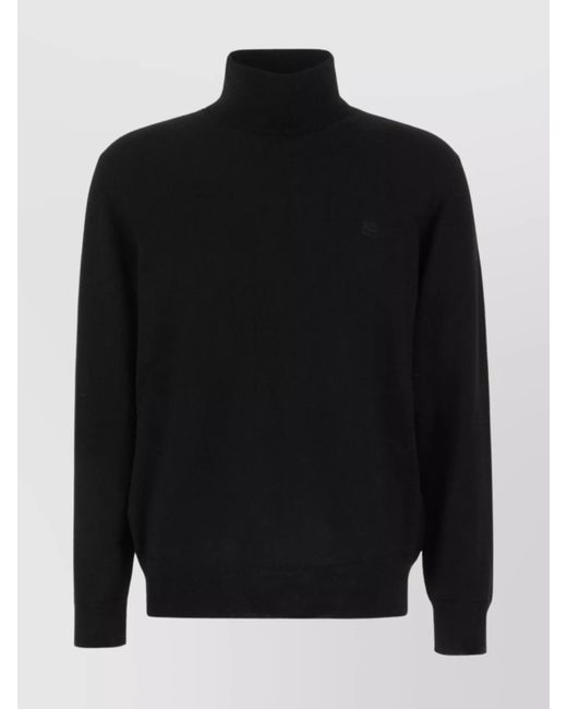 Etro Black Ribbed Wool Turtleneck Sweater With Long Sleeves for men