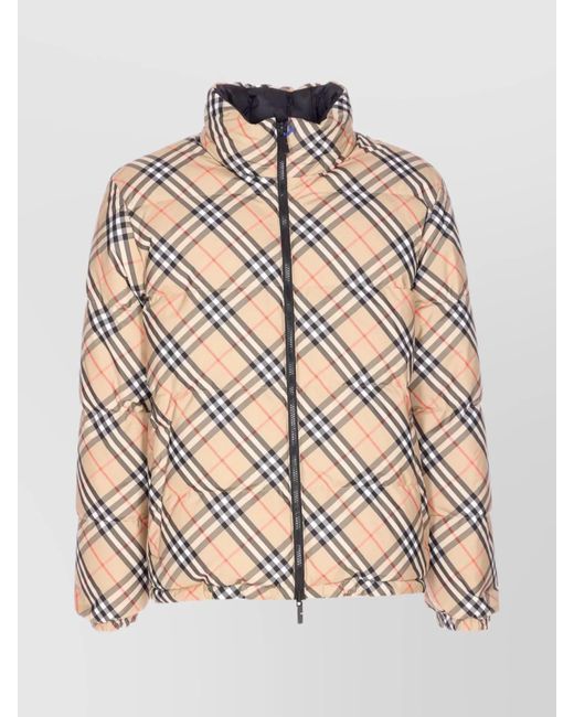 Burberry Natural Quilted Down Jacket Check Motif for men